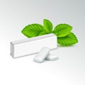 Vector Pack of Chewing Gum with Fresh Mint Leaves