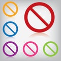 Vector pack colorful sign forbidden