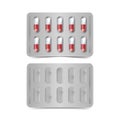 Vector Pack of Red and White Capsules Isolated