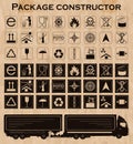 Vector package constructor. Packaging symbols Royalty Free Stock Photo