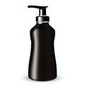 Dark Glass Cosmetic Bottle beauty products with black pump lid on white isolated background. Royalty Free Stock Photo