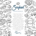 Page template hand drawn seafood