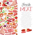 Vector page decoration meat products with vegetables design with lettering for product store menu