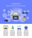 Vector page illustration with car wash flat icons Royalty Free Stock Photo