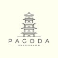 vector pagoda with linear style logo vector illustration icon template design