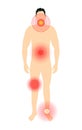 Vector pain target hurt red circle. Pain marker on body