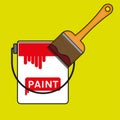 Vector paint tin and brush on a green background Royalty Free Stock Photo
