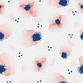 Vector painted pink petals flower seamless pattern