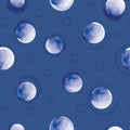 Vector painted sky, moons blue seamless pattern Royalty Free Stock Photo