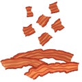 Vector painterly set of bacon, cooked and bits.