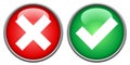 Vector pair of cross and tick buttons