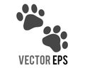 Vector pair of dark paw prints icon, showing four toes and pad