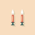 Vector of a pair of red candles in a flat and minimalist style Royalty Free Stock Photo