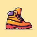 Vector of a pair of vibrant orange boots with eye-catching purple laces