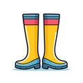 Vector of a pair of yellow rain boots on a white background Royalty Free Stock Photo