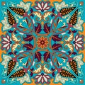 Vector paisley kerchief ornament print. Silk headscarf, pillow, interior decor square pattern design, oriental style