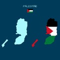 Vector of Palestine country outline map with flag.