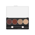 Vector palette with eye shadows open. Rectangle eyeshadow palette with four colors. Professional eye cosmetics. A