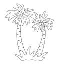 Vector palm tree outline. Funny tropical exotic plant black and white illustration. Fun coloring page for children. Jungle summer