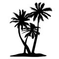 Vector Palm Tree Silhouette Icons On White Background.
