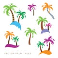 Vector palm trees collection brush stroke design