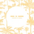 Vector palm trees golden textile frame circle Royalty Free Stock Photo