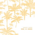 Vector palm trees golden textile frame corner Royalty Free Stock Photo