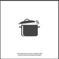 Vector pan with steam icon. Cooking symbol on white isolated background Royalty Free Stock Photo