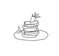 Vector pancake plate with a black line. Simple food and cooking illustration Royalty Free Stock Photo