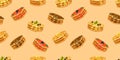 Vector Pancakes, seamless pattern, bakery breakfast background template, stacks.