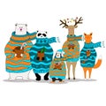 Vector panda,bear,fox,penguin,deer wearing scarf