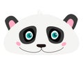 Vector panda head print. Kawaii cute animal character. Smiling cutie panda bear.