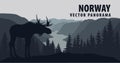 Vector panorama of Norway with moose