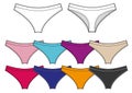 Vector panties. Set of women colored tanga underwear Royalty Free Stock Photo