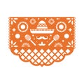 Vector Papel Picado greeting card with floral pattern.
