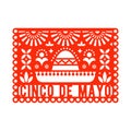 Vector Papel Picado greeting card with sombrero and decorative elements.