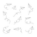 Vector paper airplane set. Icon symbol of travel and route. Royalty Free Stock Photo