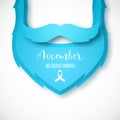 Vector paper art blue beard and mustache.