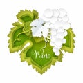 Vector paper cut bunch of white grapes with leaf