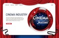 Vector paper cut cinema industry landing page website template