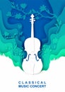 Vector paper cut craft style music composition for violin classical music concert poster banner flyer Royalty Free Stock Photo