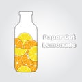 Vector paper cut illustarion of lemonade, papercut lemon drink, orange juice