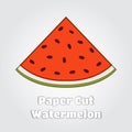 Vector paper cut watermelon, cartoon fruit papercut Royalty Free Stock Photo