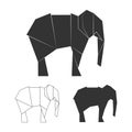 Vector paper japanese elephants. Wild animal elephant silhouette Royalty Free Stock Photo