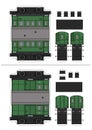 The vector paper model of two retro wagons