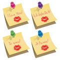 vector paper notes with I love you words Royalty Free Stock Photo