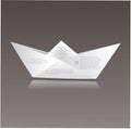 Vector paper origami boat. Paper sign with space for your text.