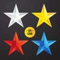 Vector paper origami star icon. Colorful origamy set. Paper design for your identity.