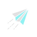 Vector paper plane, origami airplane white line icon.