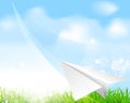 Vector paper plane soaring against the blue sky Royalty Free Stock Photo